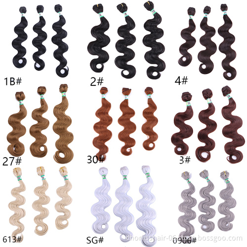 Wholesale Natural ombre Body Wave Hair Bundles Black Curly Weave Wavy Synthetic Hair Extensions For Women Hair Bundles